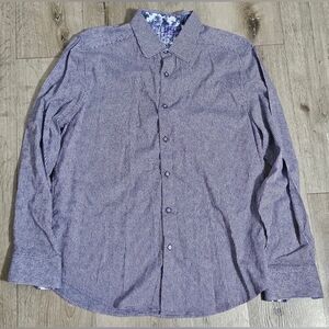 Robert Graham Shirt Mens XL Purple Button Up Checks Classic Fit Paisley